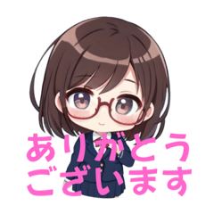 [LINEスタンプ] メガネっ子OL アニメ風 日常生活会話