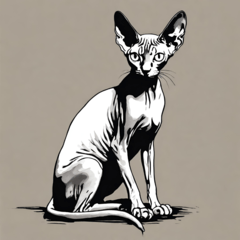 [LINEスタンプ] スフィンクス猫の水墨画風スタンプの画像（メイン）