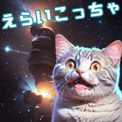 [LINEスタンプ] ハッピーアニマル_宇宙猫の画像（メイン）