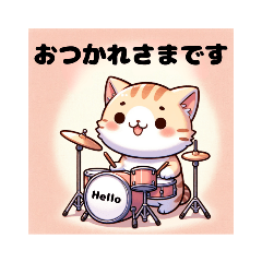 [LINEスタンプ] ドラムネコ Drumming Kitty