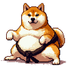 [LINEスタンプ] ドット絵 力士な柴犬 相撲 40種