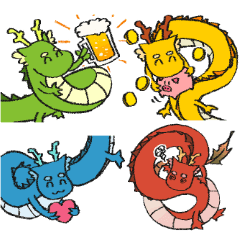 [LINEスタンプ] カラフルドラゴン（文字なし）