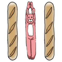 [LINEスタンプ] 動くフランスパンウサギ