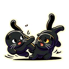 [LINEスタンプ] 黒いスコティッシュフォールドと一緒♪