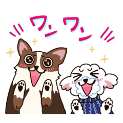 [LINEスタンプ] コーギーのおショコさんとオニギリくん