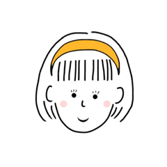 [LINEスタンプ] short hair girl yellow