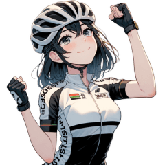 [LINEスタンプ] ロードバイク女子 黒髪ボブカットVer