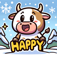 [LINEスタンプ] 雪の中の牛 - かわいいスタンプ