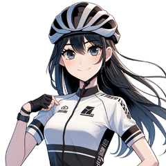 [LINEスタンプ] ロードバイク女子 黒髪セミロングVerの画像（メイン）