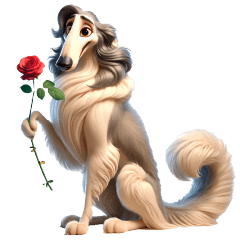 [LINEスタンプ] 3D Art Dog Friends Borzoi Simple