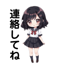 [LINEスタンプ] 真面目風女学生アニメ風イラスト1