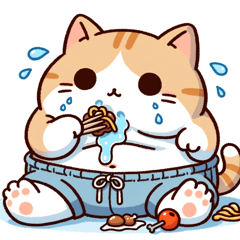 [LINEスタンプ] ♡汗っかき猫♡食べ盛りver.①