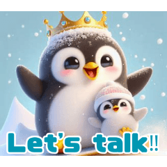 [LINEスタンプ] 雪で遊ぶキングペンギン:英語の画像（メイン）