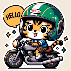 [LINEスタンプ] ヘルメットをかぶったトラのバイク2