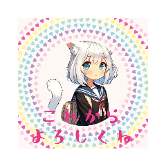 [LINEスタンプ] 白髪猫耳の女の子 - 日常を彩るスタンプ