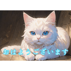 [LINEスタンプ] AI生成ネコちゃん（白猫）