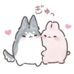 [LINEスタンプ] もちもちハスキーとウサギのカップル