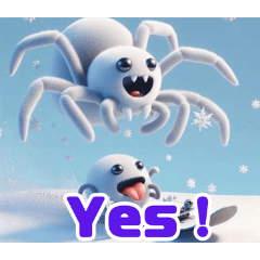 [LINEスタンプ] 雪遊びするクモ:英語