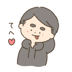 [LINEスタンプ] ふと眉黒パーカー