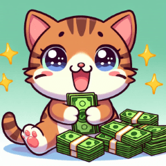 [LINEスタンプ] 大金をゲットして喜んでいる猫にゃん☆