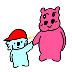 [LINEスタンプ] 赤い帽子のコアラくんと自由なヒポポちゃん