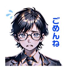 [LINEスタンプ] 普段使える 癒し系メガネ男子