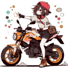 [LINEスタンプ] バイクに乗ってる女の子