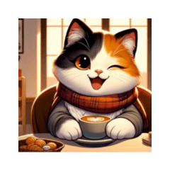 [LINEスタンプ] カフェ好き三毛猫 #37