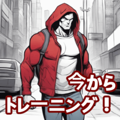 [LINEスタンプ] 筋トレするマッチョVer.RED