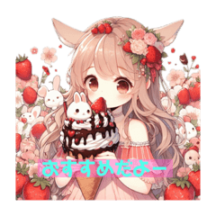 [LINEスタンプ] うさぎカフェ〜いちご×チョコ フェア〜