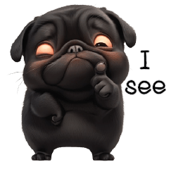 [LINEスタンプ] パグ黒犬かわいいの画像（メイン）