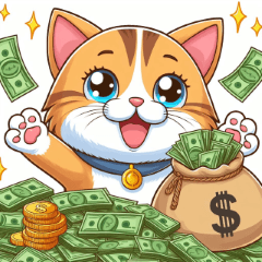 [LINEスタンプ] 大金をゲットして喜んでいる猫にゃん☆②