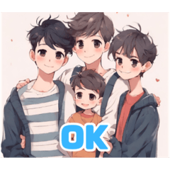 [LINEスタンプ] 可愛い少年達と家族
