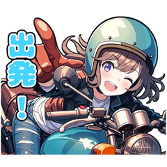 [LINEスタンプ] バイクや原付に乗る女の子スタンプ