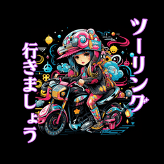 [LINEスタンプ] バイク女子ツーリング2黒