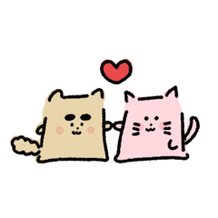 [LINEスタンプ] まゆげ太いわんことねこちゃん