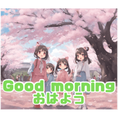 [LINEスタンプ] 桜と少女の花見スタンプの画像（メイン）