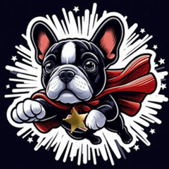 [LINEスタンプ] スーパーわん(French bulldog) Sticker