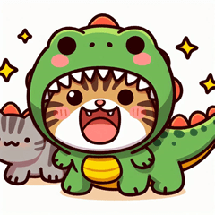 [LINEスタンプ] 恐竜子猫の挨拶シリーズ