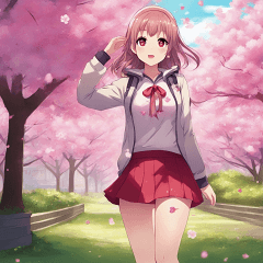 [LINEスタンプ] 桜と笑顔 - みんなのミニスカートガール 2