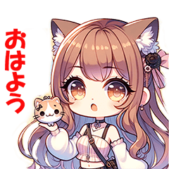 [LINEスタンプ] 可愛い猫耳少女です