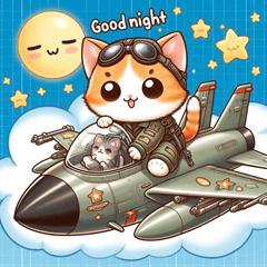 [LINEスタンプ] 戦闘機に乗った子猫