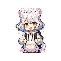 [LINEスタンプ] 白髪猫耳女の子 冬verご挨拶