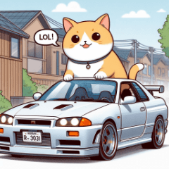 [LINEスタンプ] GTカーの猫の冒険の画像（メイン）