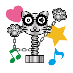 [LINEスタンプ] 【メタル動物】ねこカタカナ日常会話