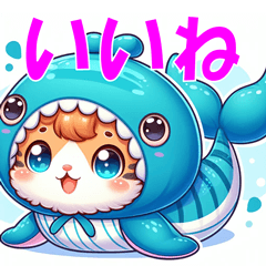 [LINEスタンプ] クジラの着ぐるみを着たかわいい子猫