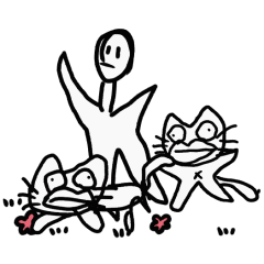 [LINEスタンプ] 人てきなやつとクチビルネコの画像（メイン）