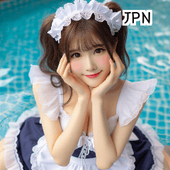 [LINEスタンプ] JPN 27歳メイド水着少女の画像（メイン）