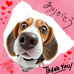 [LINEスタンプ] ビーグル犬と携帯でんわン④デコピンするヨ