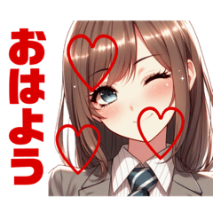 [LINEスタンプ] 少女スタンプ29おはよう ハート♡♡